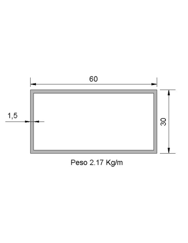 Tubo Rectangular RS-60x30x1.5 Decapado