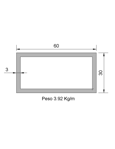Tubo Rectangular RS-60x30x3 Negro