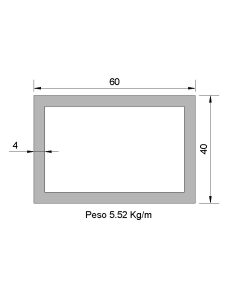 Tubo Rectangular RS-60x40x4...