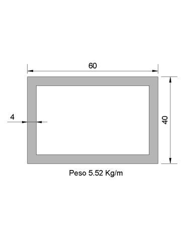 Tubo Rectangular RS-60x40x4 Negro
