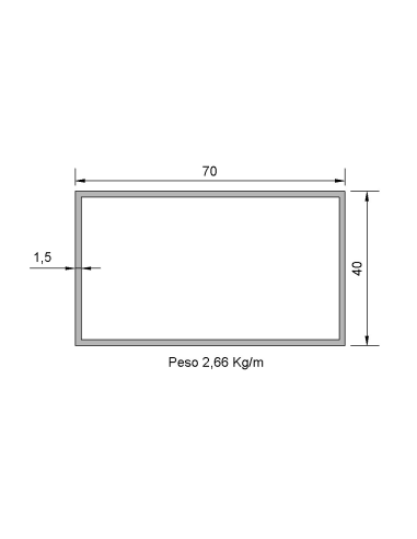 Tubo Rectangular RS-70x40x1.5 Decapado
