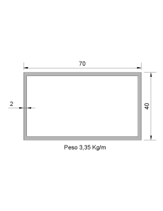 Tubo Rectangular RS-70x40x2...