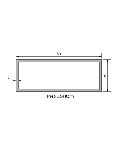 Tubo Rectangular RS-80x30x2 Decapado
