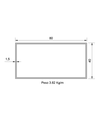 Tubo Rectangular RS-80x40x1.5...