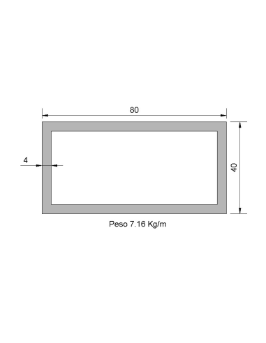 Tubo Rectangular RS-80x40x4 Negro