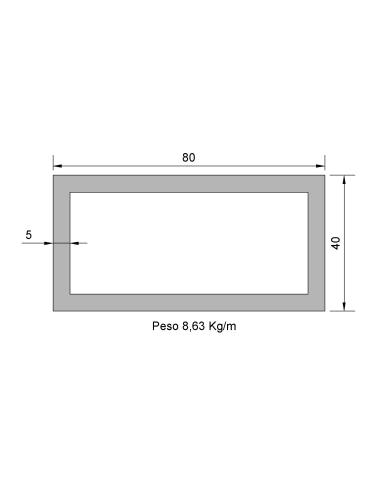 Tubo Rectangular RS-80x40x5 Negro