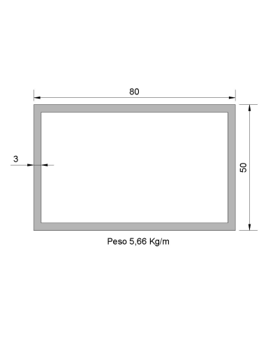 Tubo Rectangular RS-80x50x3 Negro