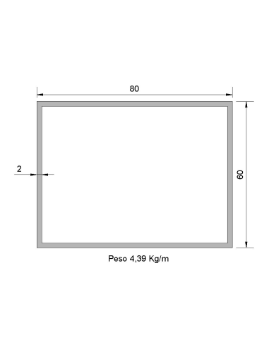 Tubo Rectangular RS-80x60x2 Decapado
