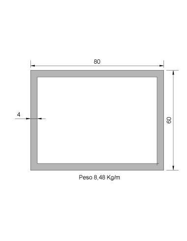 Tubo Rectangular RS-80x60x4 Negro