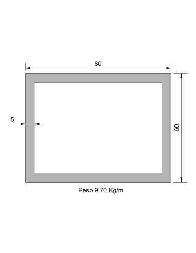 Tubo Rectangular RS-80x60x5 Negro