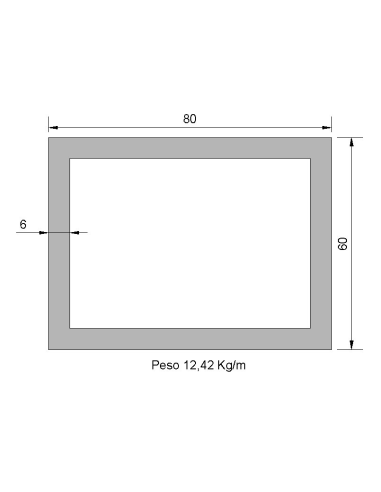 Tubo Rectangular RS-80x60x6 Negro