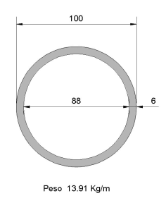 Tubo Redondo DS-100x6 Decapado