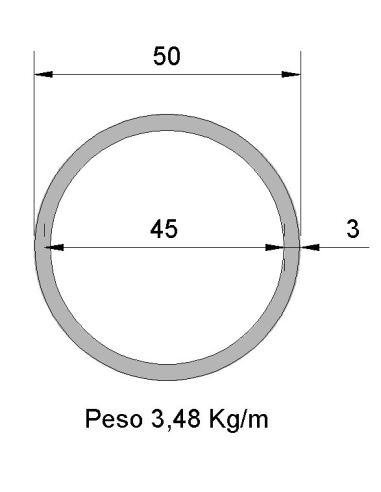 Tubo Redondo DS-50x3 Negro