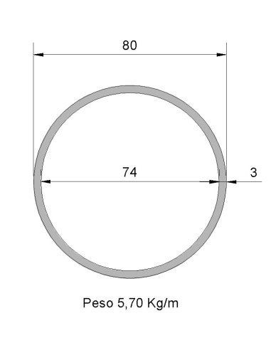 Tubo Redondo DS-80x3 Negro