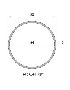 Tubo Redondo DS-90x3 Negro