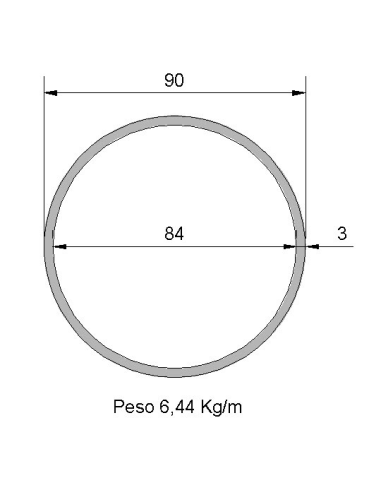 Tubo Redondo DS-90x3 Negro