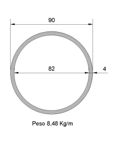 Tubo Redondo DS-90x4 Negro