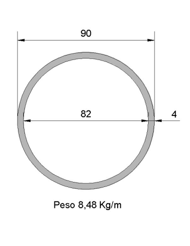 Tubo Redondo DS-90x4 Negro