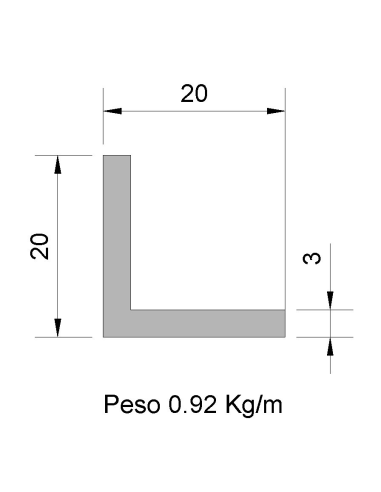 Ángulo L-20x20x3 Negro    0.92