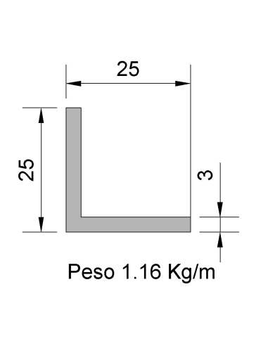 Ángulo L-25x25x3 Negro    1.16
