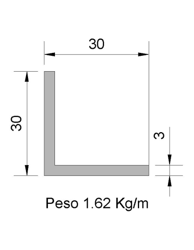 Ángulo L-30x30x3 Negro    1.62