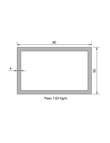 Tubo Rectangular RS-80x50x4 Negro