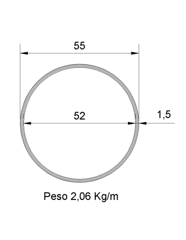 Tubo Redondo DS-55x1.5 Galvanizado