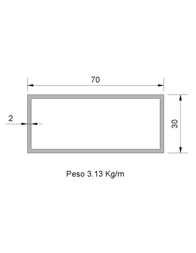 Tubo Rectangular RS-70x30x2 Decapado