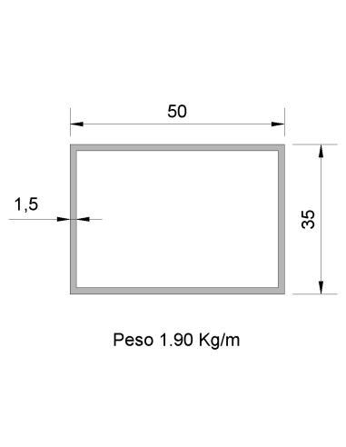 Tubo Rectangular RS-50x35x1.5 Decapado