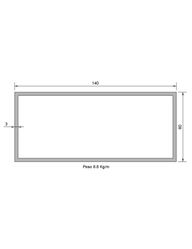 Tubo Rectangular RS-140x60x2 Galvanizado