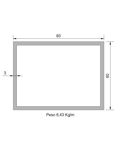 Tubo rectangular RS-80X60X3 GALVA