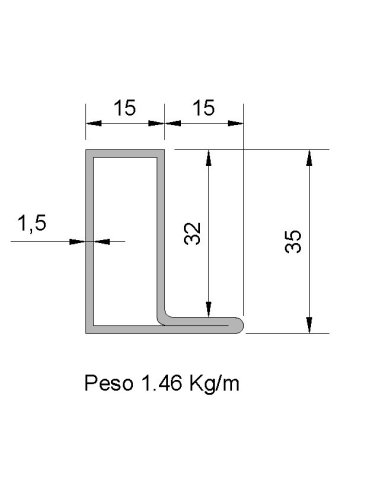Tubo Rectangular con Pestaña...