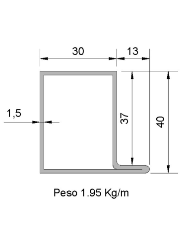 Tubo Rectangular con Pestaña...