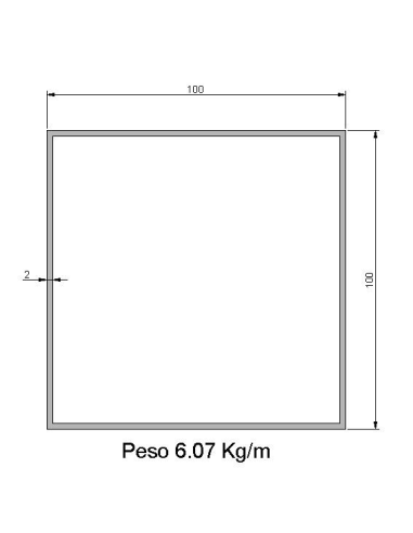 Tubo Cuadrado Inox ICS-100x100x2 304 2B