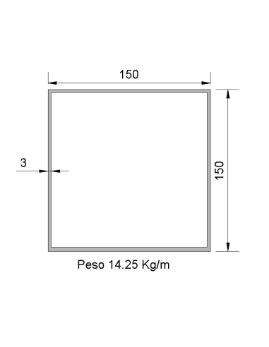 Tubo Cuadrado Inox ICS-150X150X3 304 2B