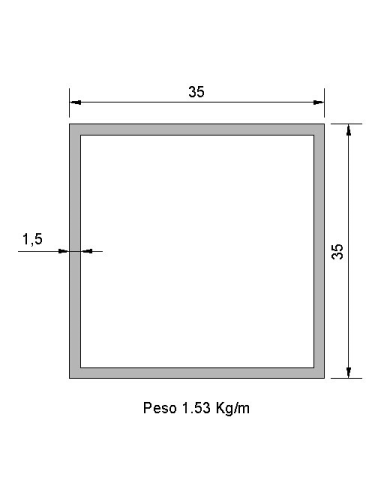 Tubo Cuadrado Inox ICS-35X35X1.5 304 2B