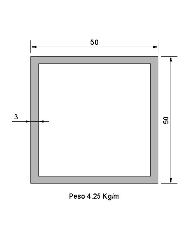 Tubo Cuadrado Inox ICS-50X50X3 304 2B