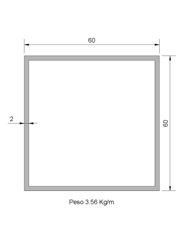 Tubo Cuadrado Inox ICS-60X60X2 304 2B