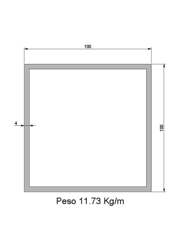 Tubo Cuadrado Inox ICS-100x100x4 304 2B