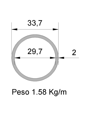 Tubo Redondo Inox IDS-33.7X2 304 2B