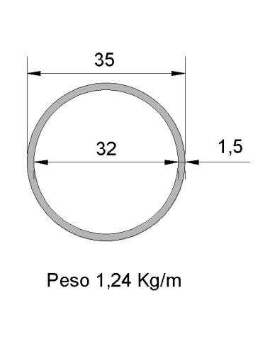 Tubo Redondo Inox IDS-35X1.5 304 2B