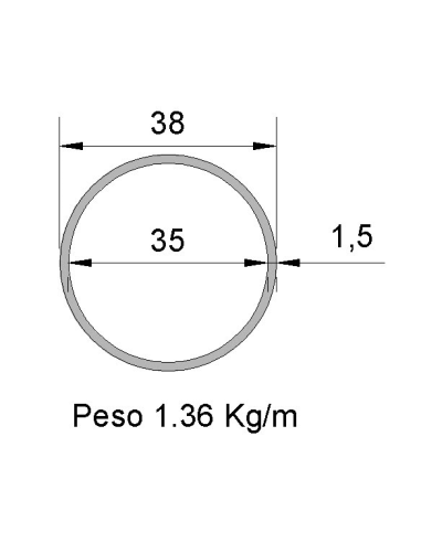 Tubo Redondo Inox IDS-38X1.5 304 2B