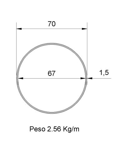 Tubo Redondo Inox IDS-70X1.5 304 2B