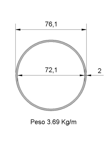 Tubo Redondo Inox IDS-76.1X2 304 2B