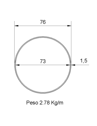 Tubo Redondo Inox IDS-76X1.5 304 2B