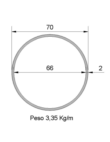 Tubo Redondo Inox IDS-70X2 304 2B